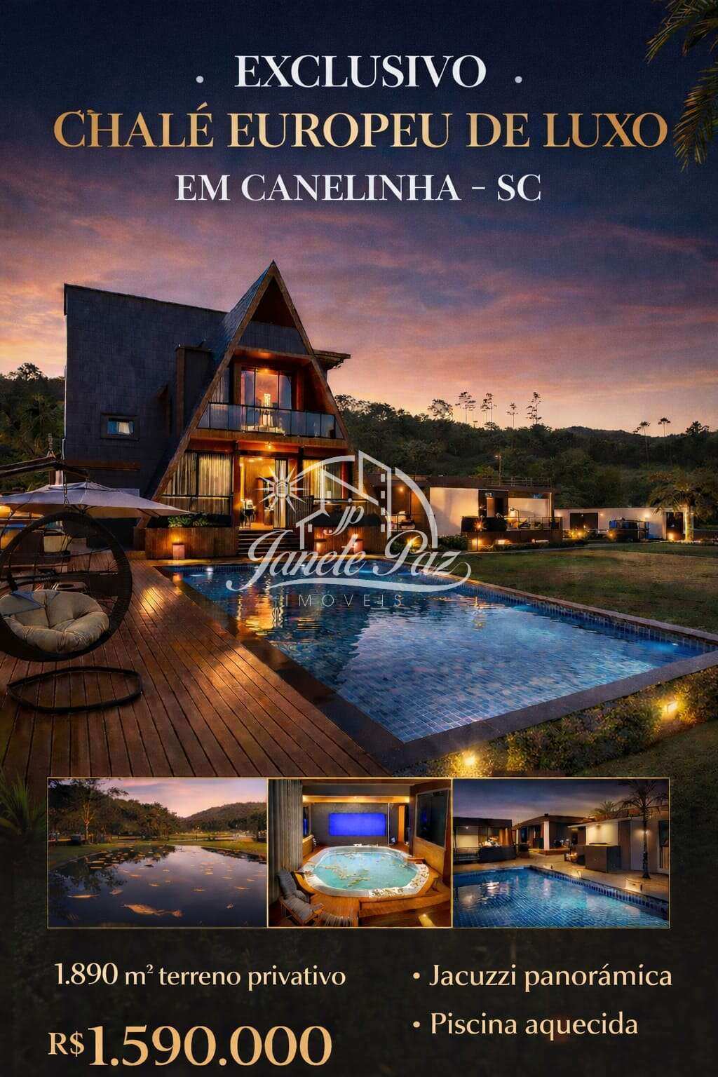 Chalé à venda com 2 quartos - ,